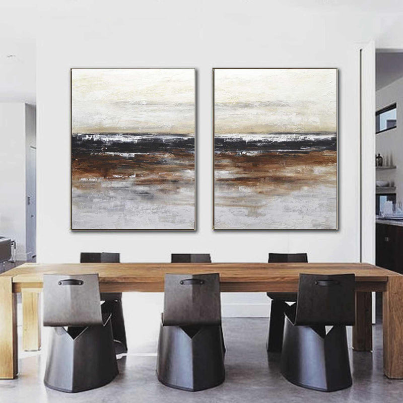 Textured artwork Painting Set Of 2 Large Artworks