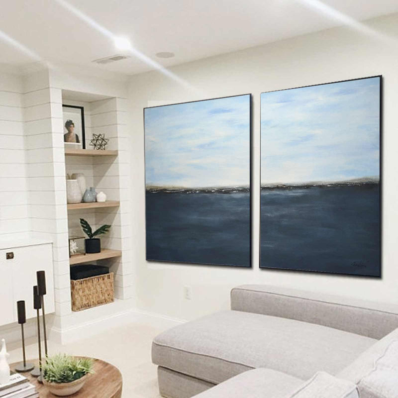 artwork Seascape Abstract Skyscape Horizon Diptych Art