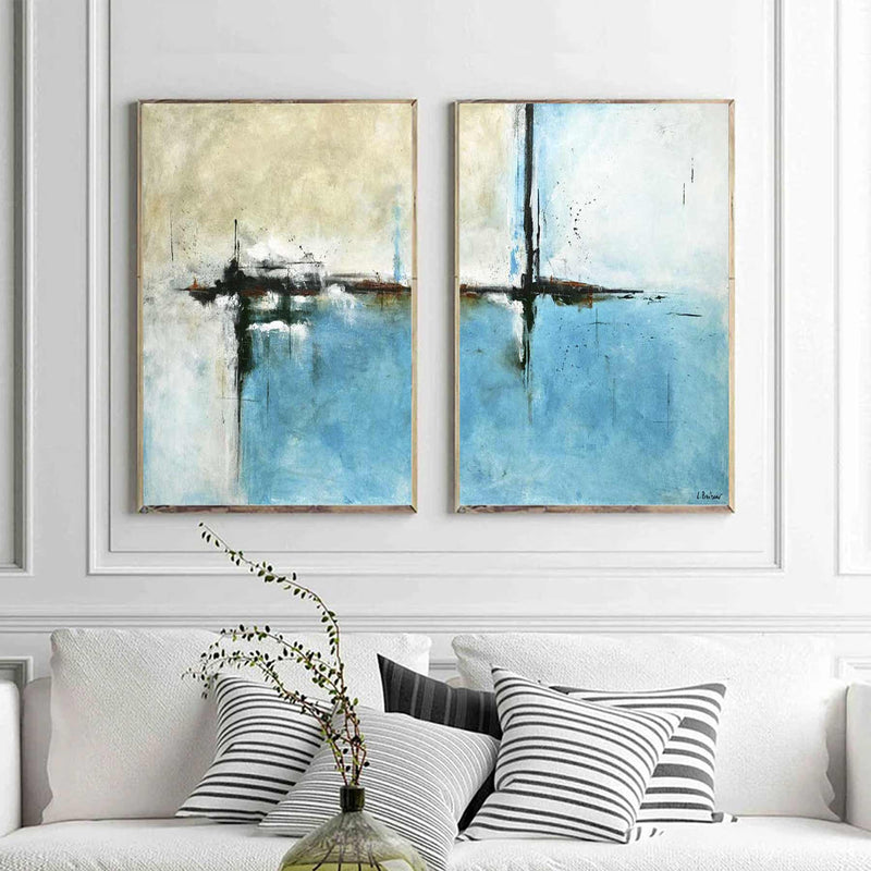 Colorful Diptych Artwork On Canvas American Made