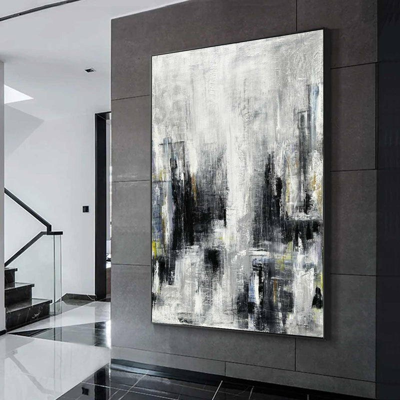 Vertical Grungy Abstract Painting in office