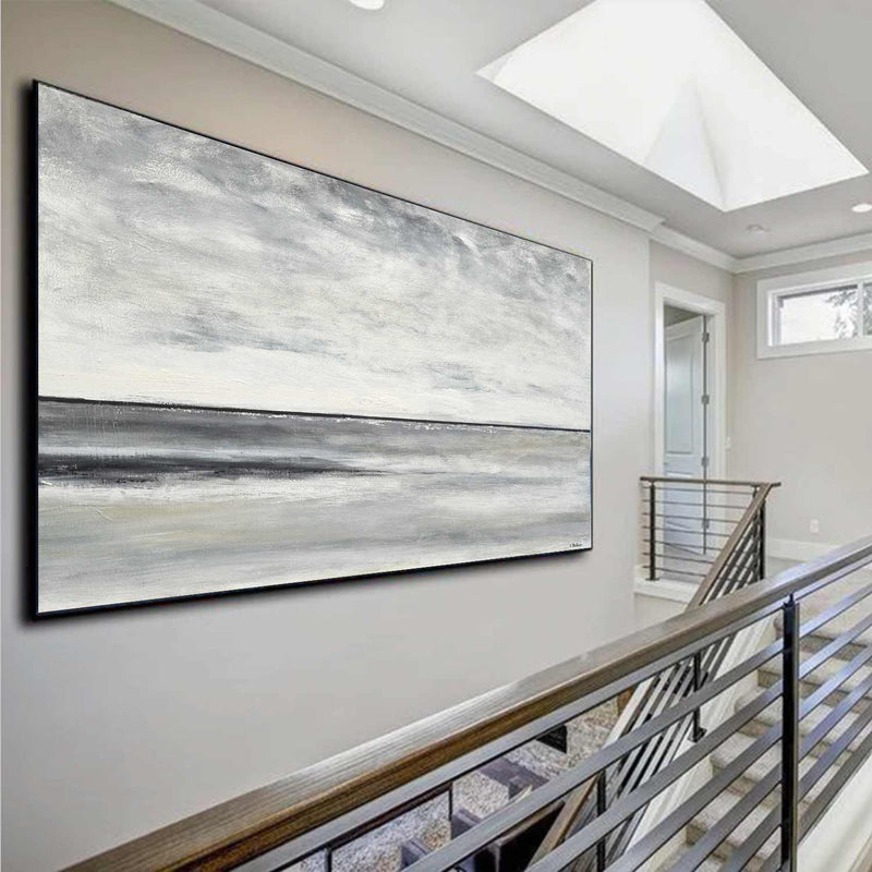 Hand Painted Gray Panorama Painting in staircase