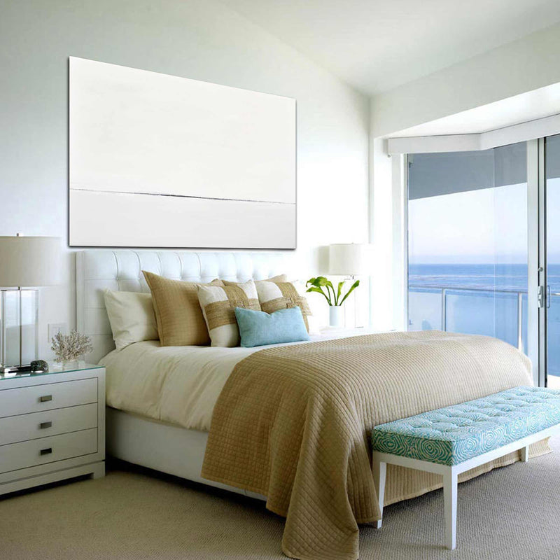 Sleek Modern White Painting Horizon Line Best Selling Art "Imagine"