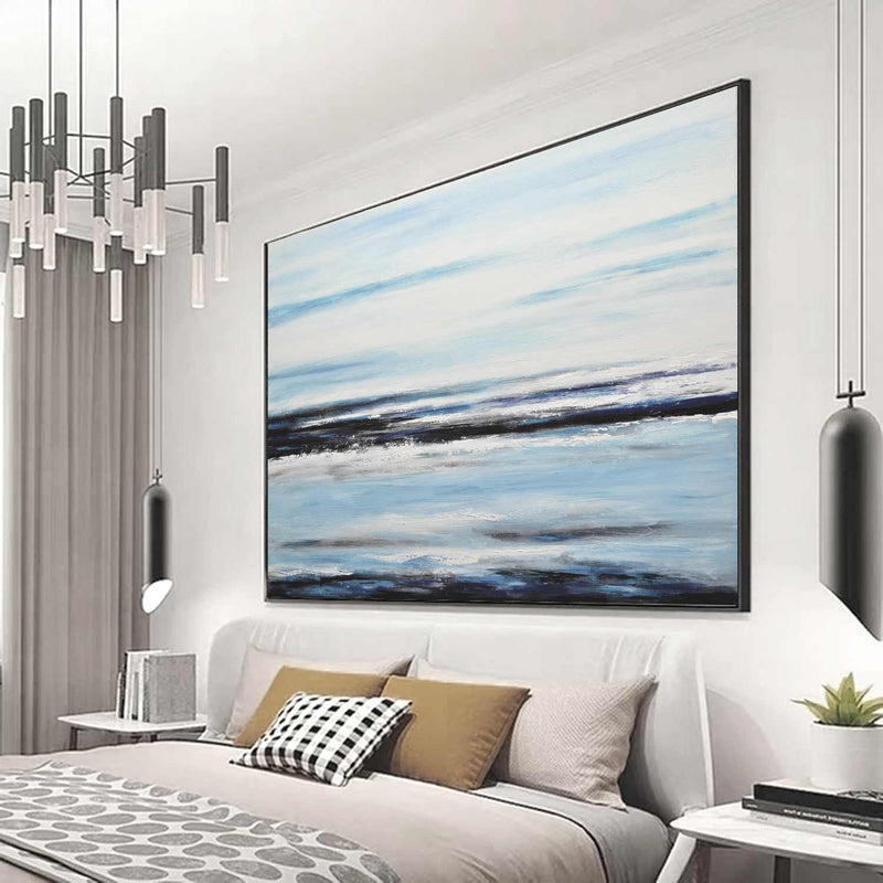 Impressionist Coastal Landscape Art above bed