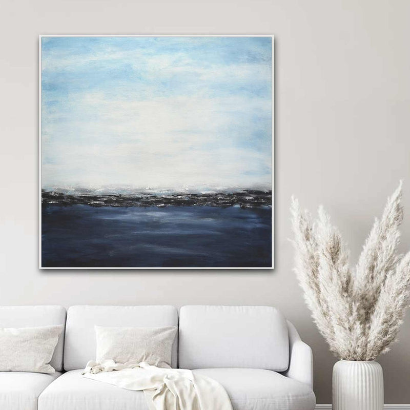 large blue seascape painting