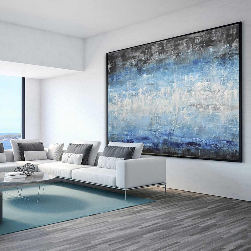 Blue White Contemporary Canvas Abstract