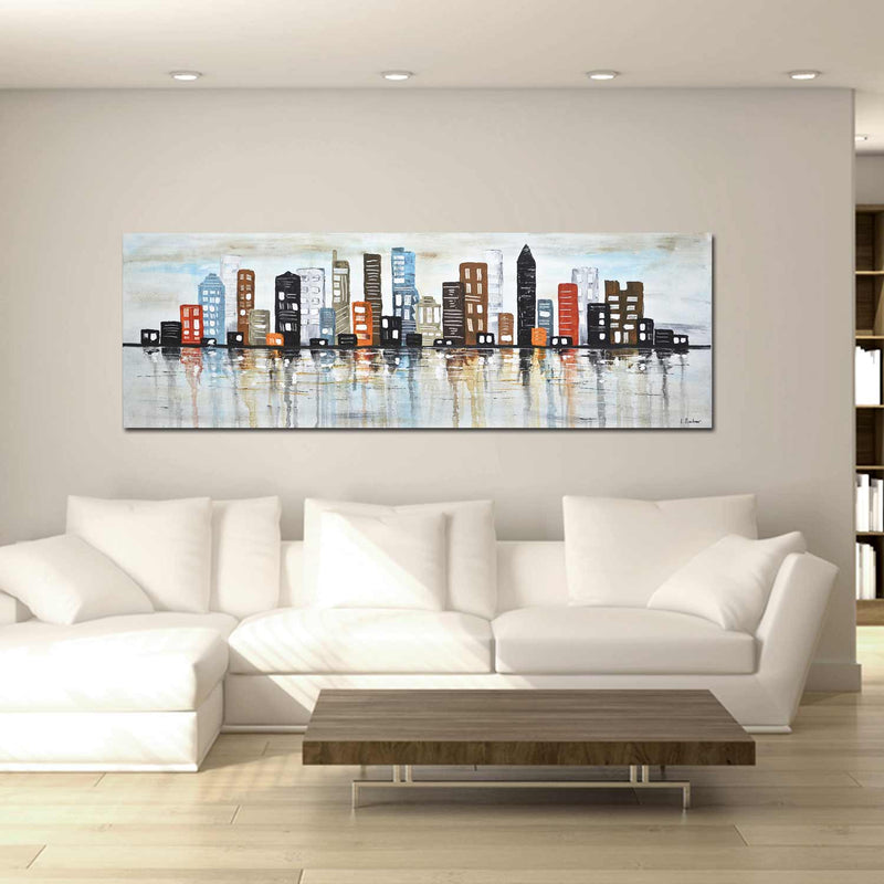 buildings skyline abstract painting