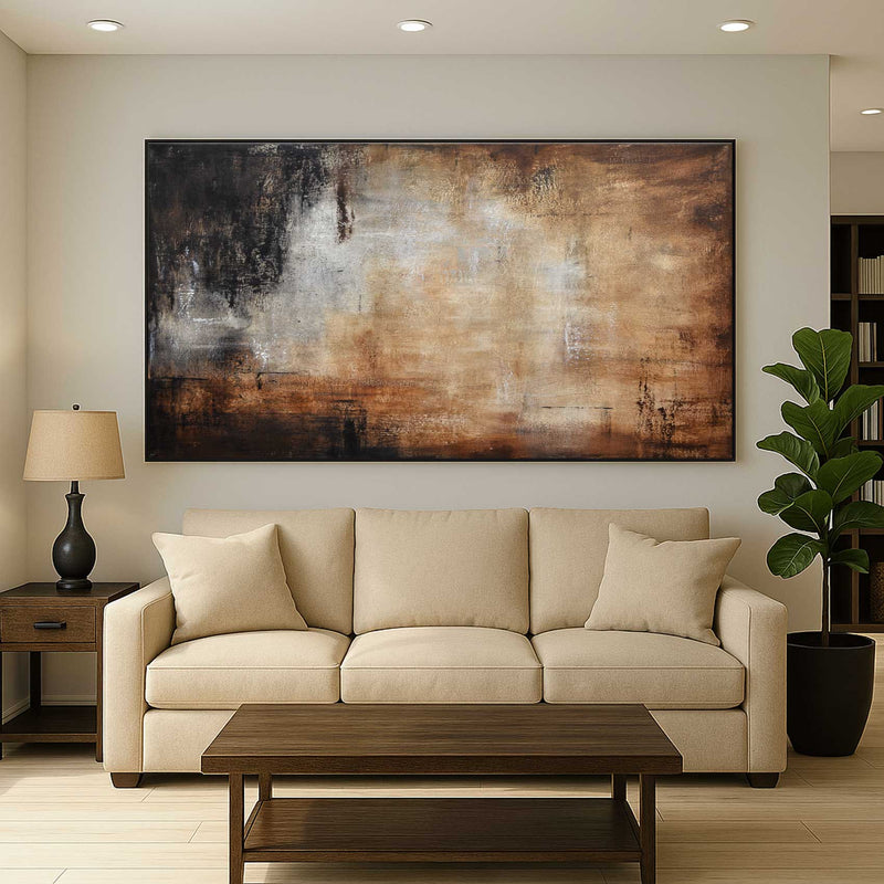 Original Painting Handmade Brown Rectangle Abstract above sofa