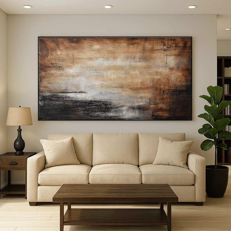 Horizontal Beige Brown Painting For Living Room Art Above Couch