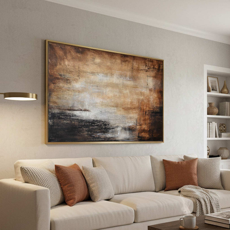 Horizontal Beige Brown Painting For Living Room Art Above sofa