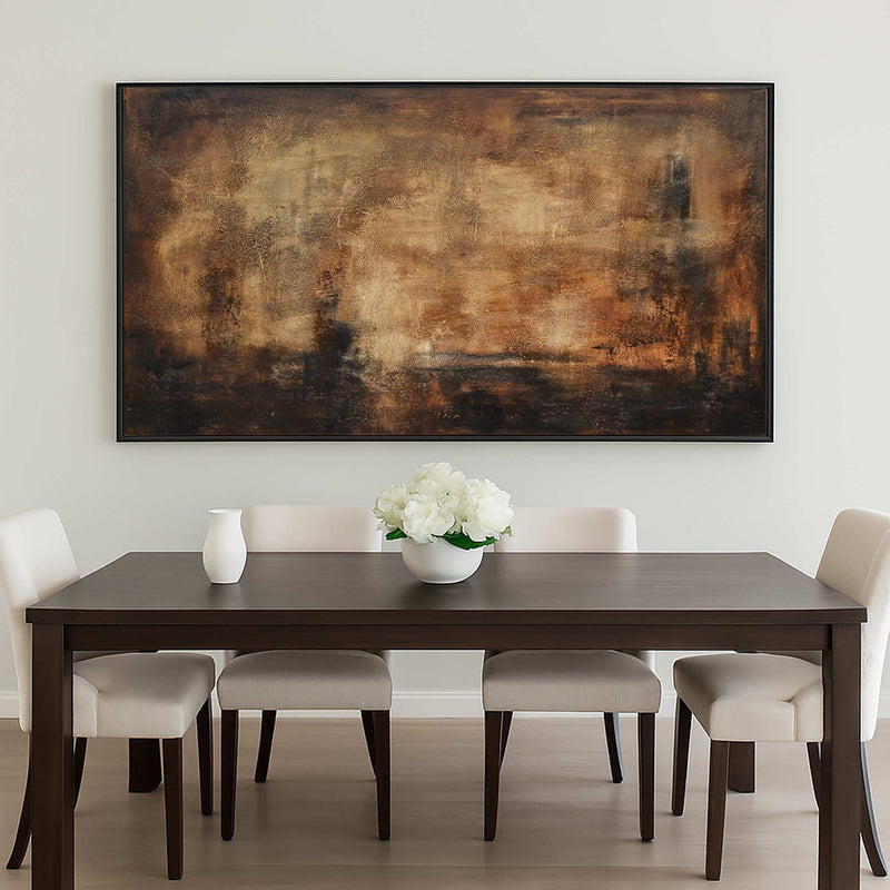 Brown Large Wide Abstract Art Decor For Large Walls Wabi Sabi dining room