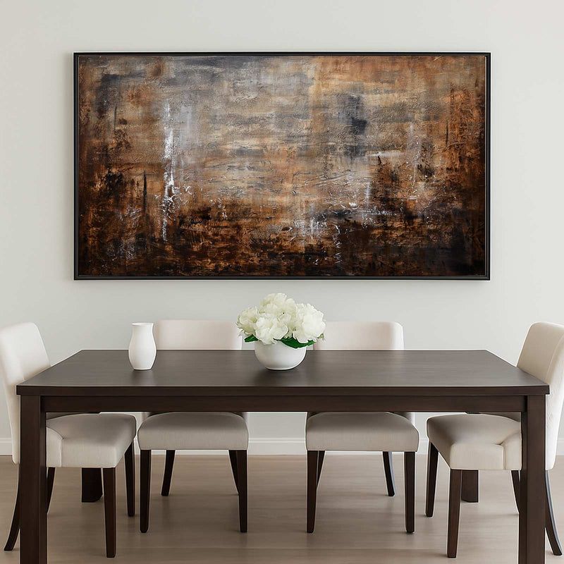 Original Horizontal Brown Painting Abstract Art Living Room