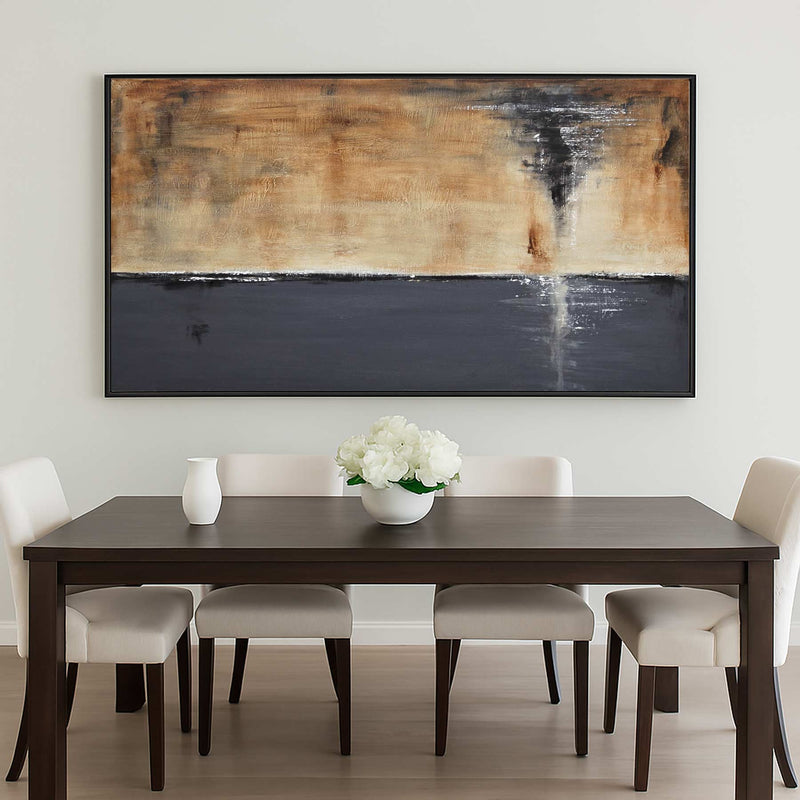 Gray Brown Large Panorama Modern Abstract dining room Wall Art Decor