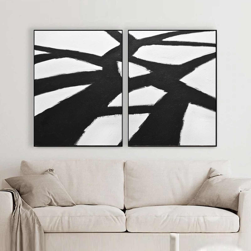 diptych Black And White Paintings Tree Branches