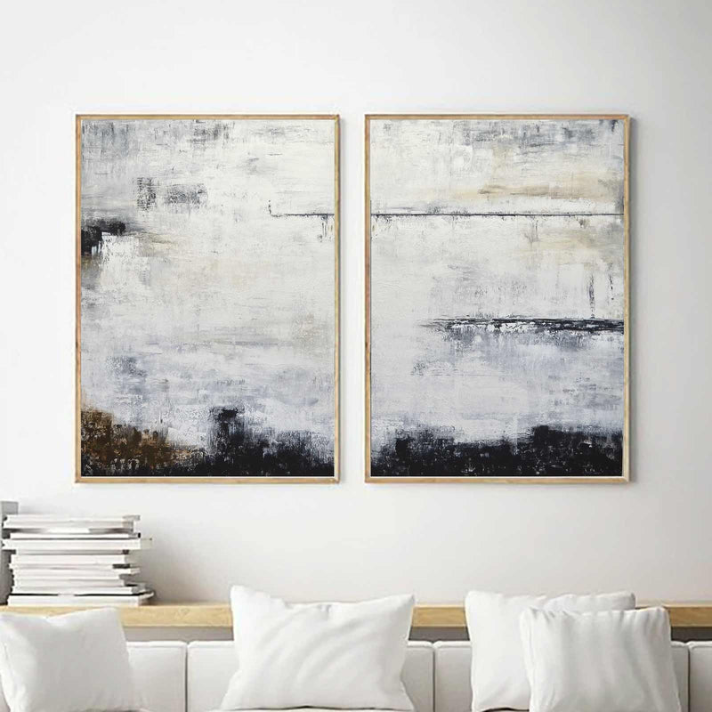 Art For Big Walls Brown Black Diptych Abstract 