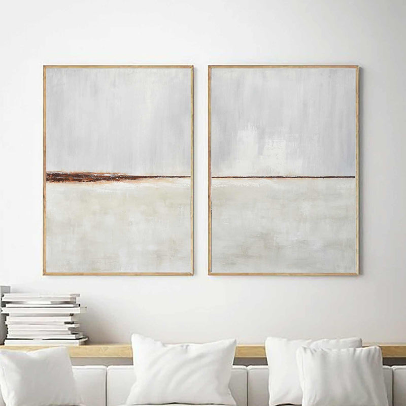 Neutral Tones Minimal Landscape Diptych 