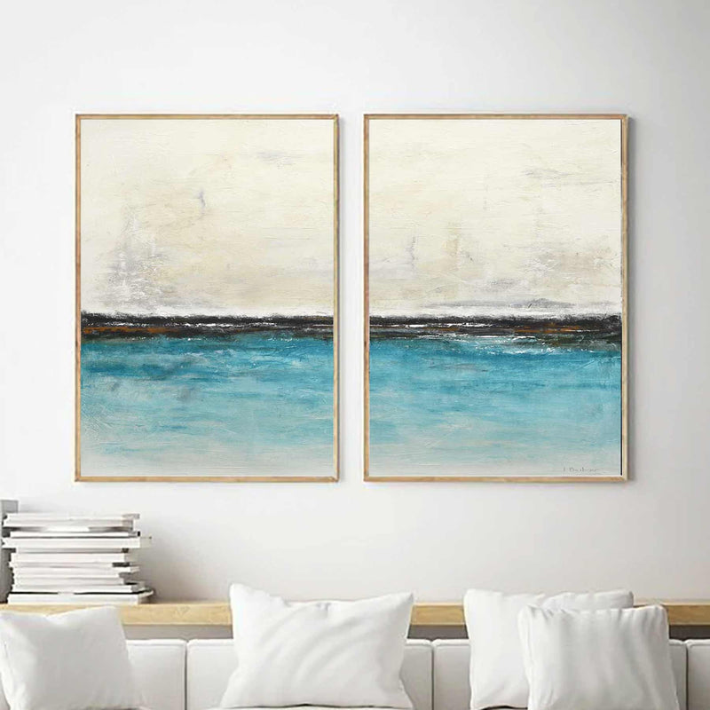 Beach House Art diptych Large Landscape Art