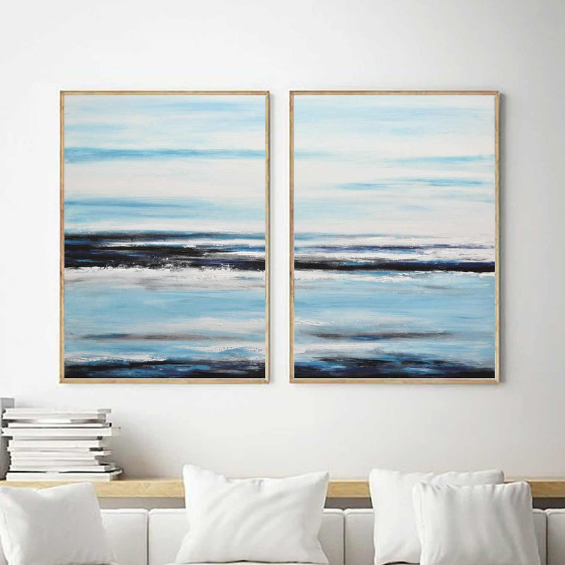 ocean seascapes diptych paintings