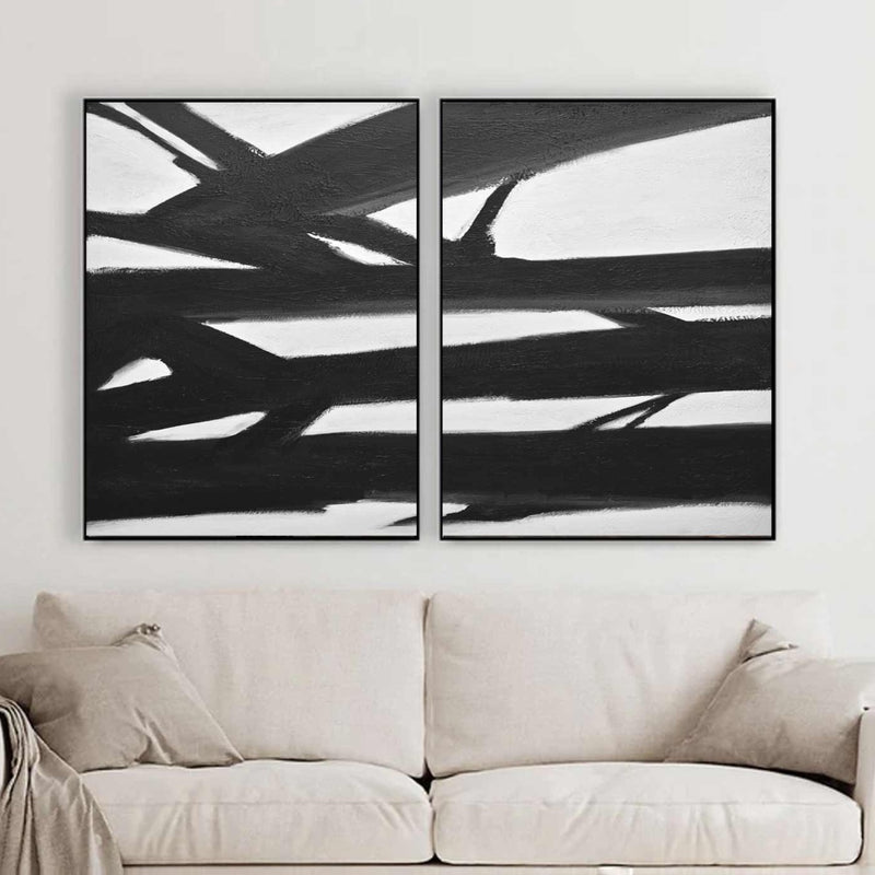 set of 2 abstract diptych paintings