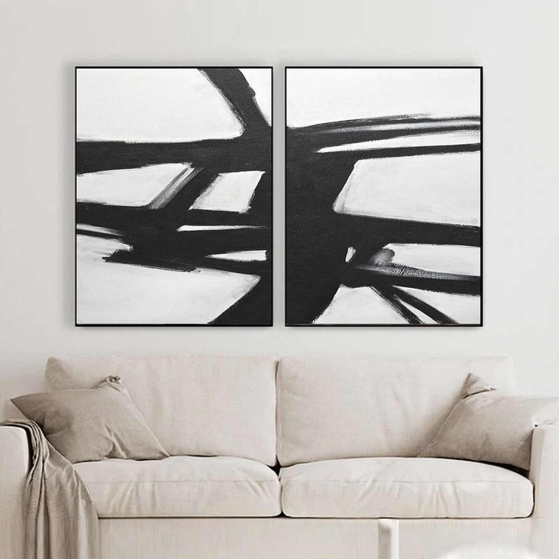 Paintings For Bedroom diptych Mid-Century Abstract