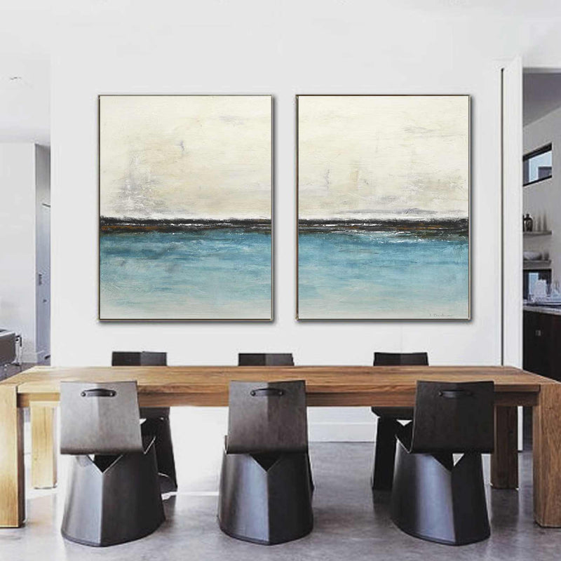 Beach House Art double piece Paintings Large Landscape Art