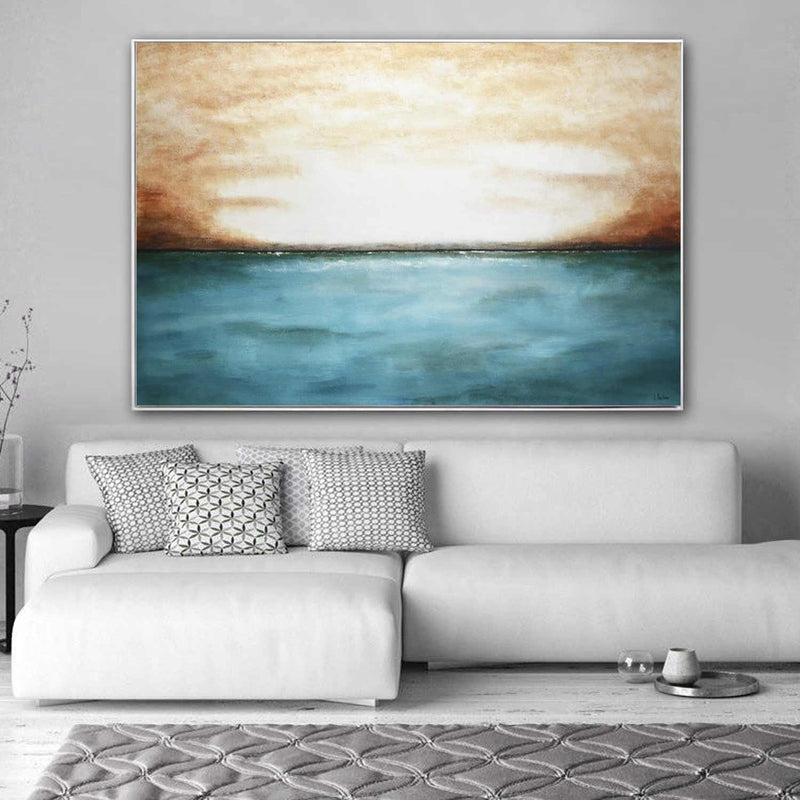 horizon blue brown coastal painting