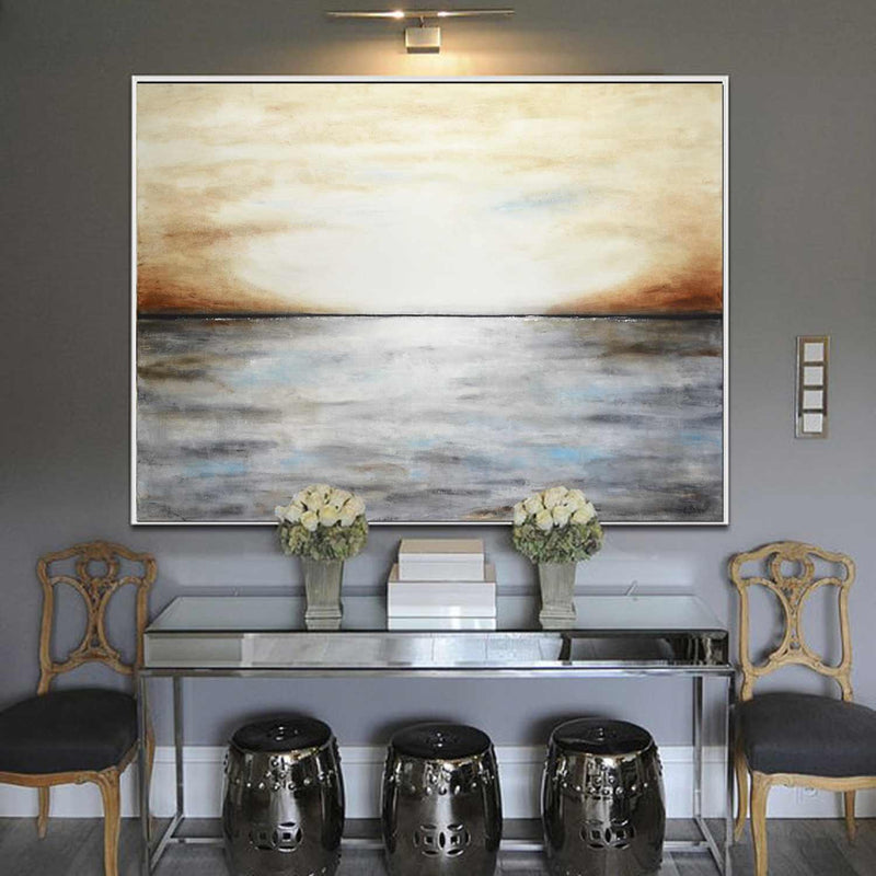 Oversized Landscape Oil Painting in entryway