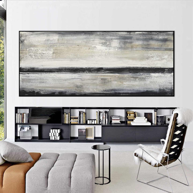Black Band Wide Panorama Artwork Over Bed Line Horizon Textures