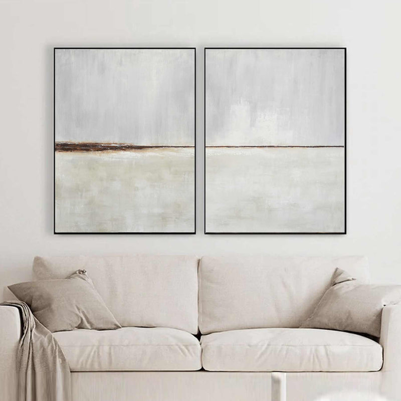 Neutral Tones Minimal Landscape Diptych Wall Art