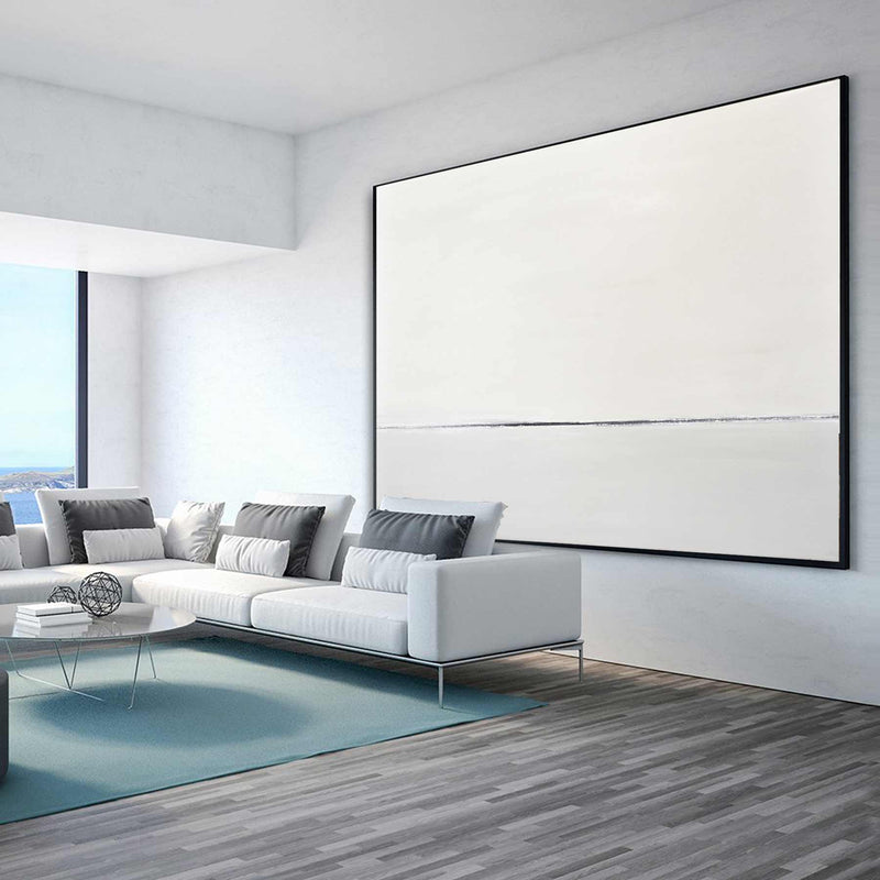 Sleek Modern White Painting Horizon Line Best Selling Art "Imagine"