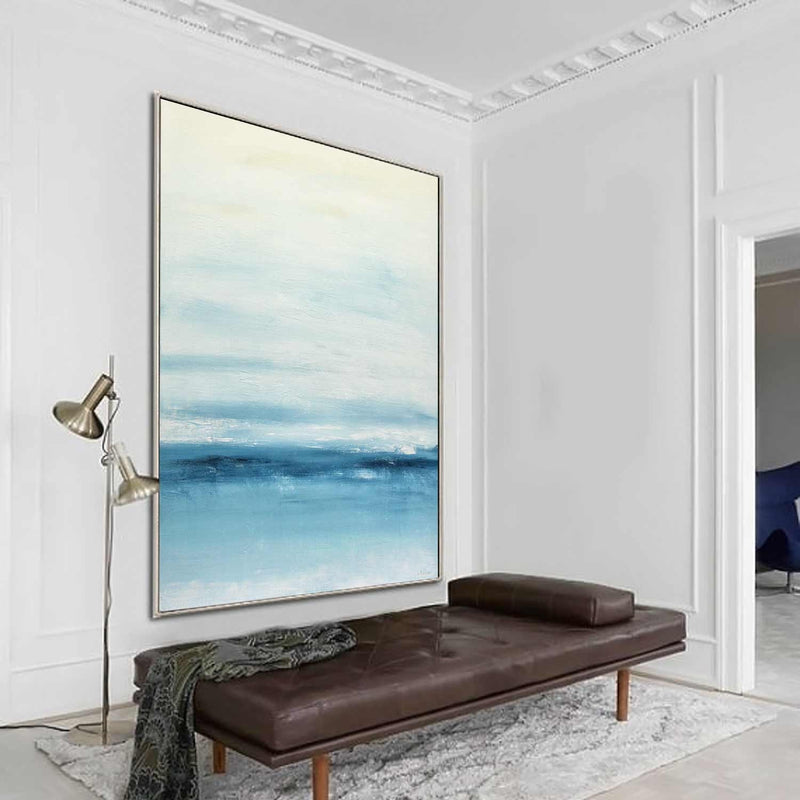 Modern Interior Painting Big Artwork Paynes Gray Blue Seascape