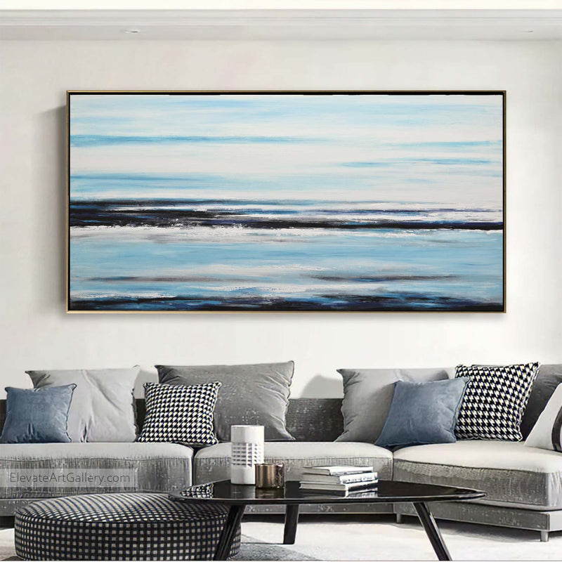 Wide Seascape Painting Blue Art Over Couch oil painting