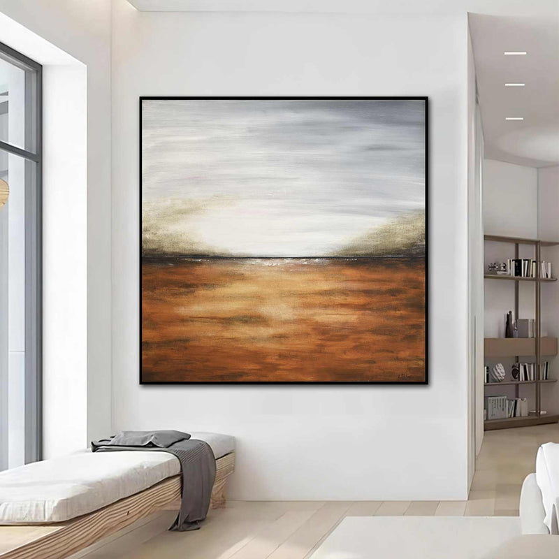 Landscape Painting Sienna Gray Square original design