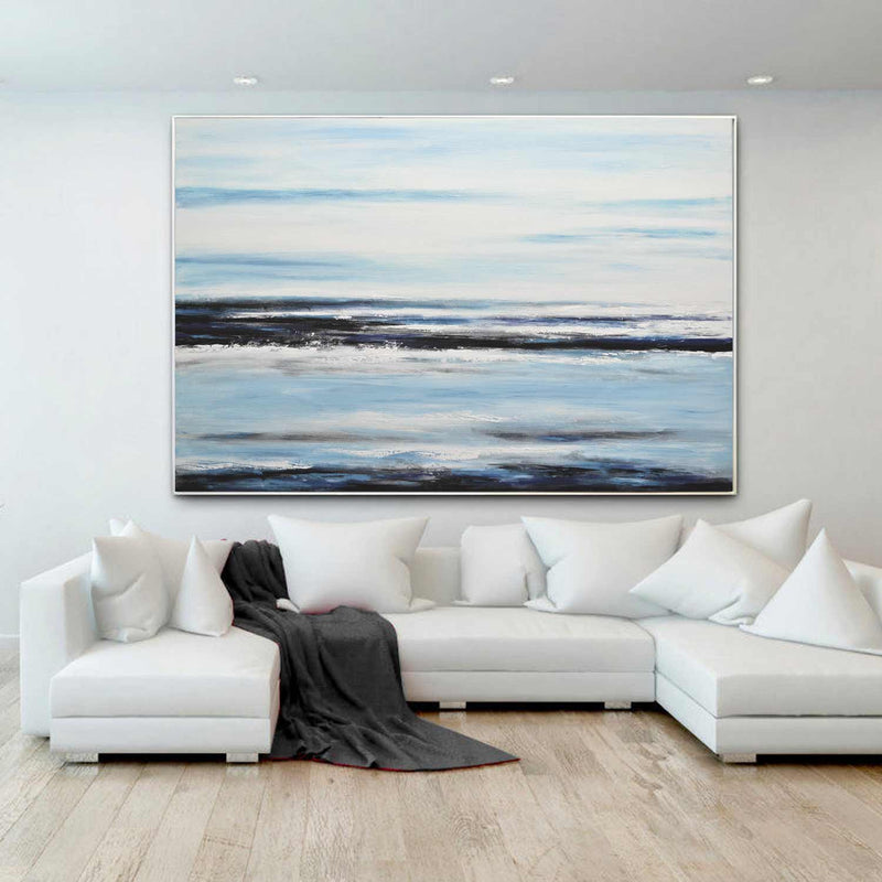 Impressionist Coastal Landscape above couch