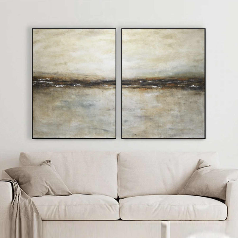 Warm Colors Set Of 2 abstract Landscape Framed Art