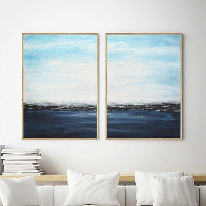 Coastal Scene Abstract 2 Piece Paintings 