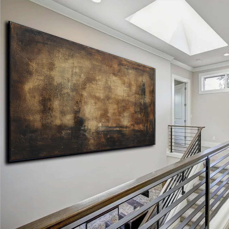 Brown Large Wide Abstract Art Decor For Large Walls Wabi Sabi
