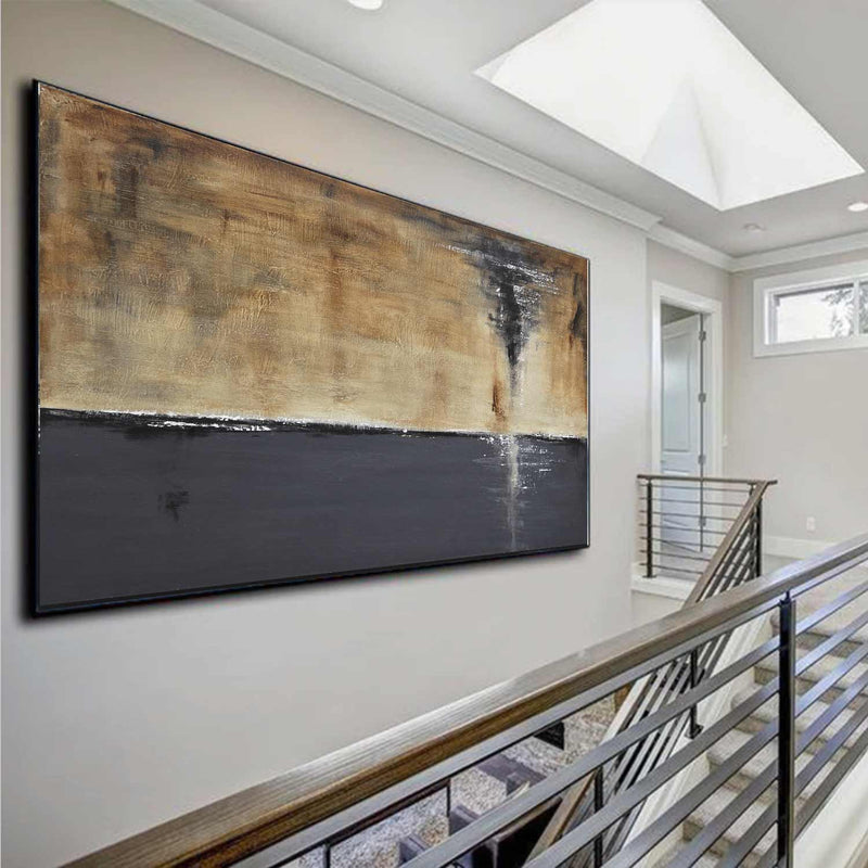 Gray Brown Large Panorama Modern Abstract Wall Art Decor