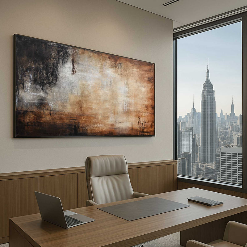 office art Original Painting Handmade Brown Rectangle Abstract Room