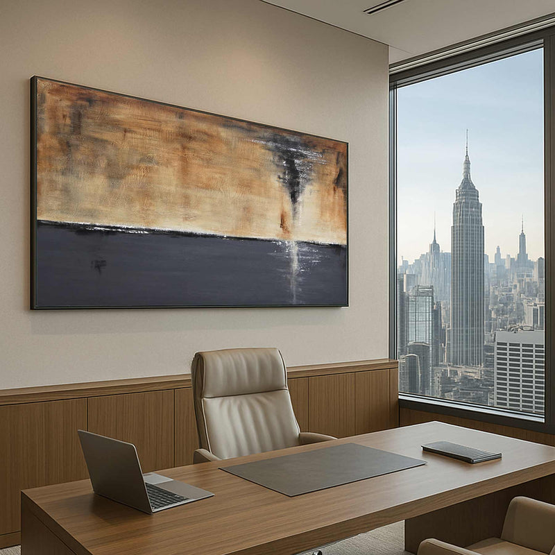 panoramic Gray Brown Large Panorama Modern Abstract Wall Art Decor