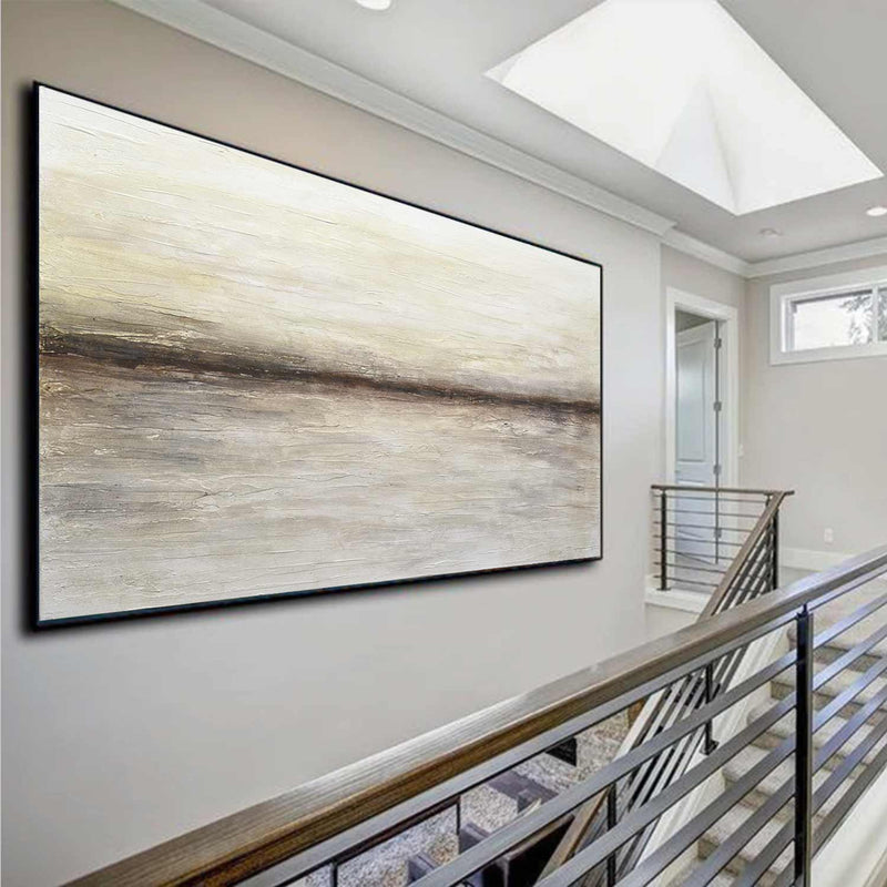 Wide Long Minimal Landscape Painting in staircase