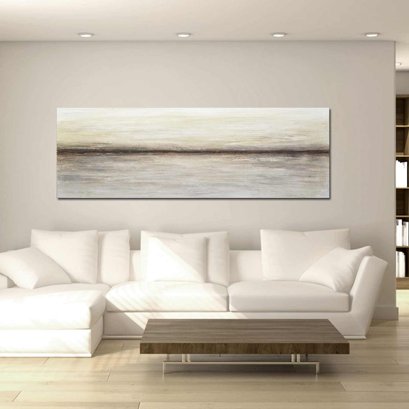 Wide thin Minimal Landscape Painting above couch