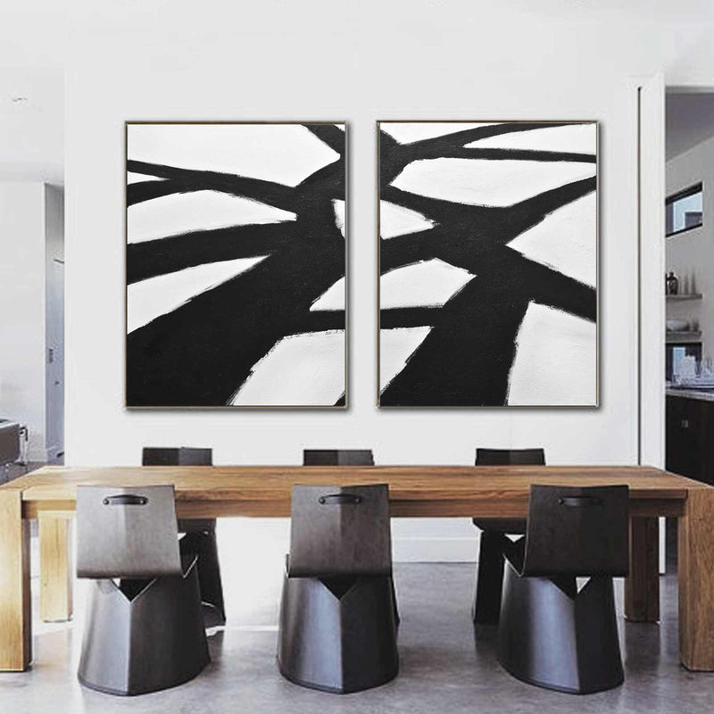 set of 2 Black And White Paintings Tree Branches For Big Walls