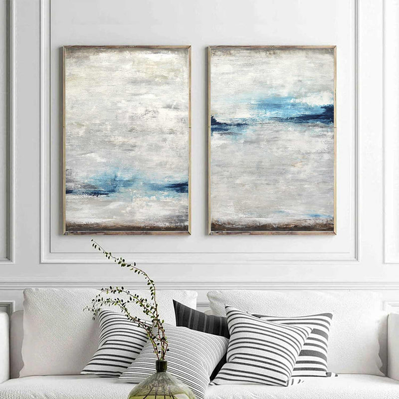 set of 2 blue gray on canvas