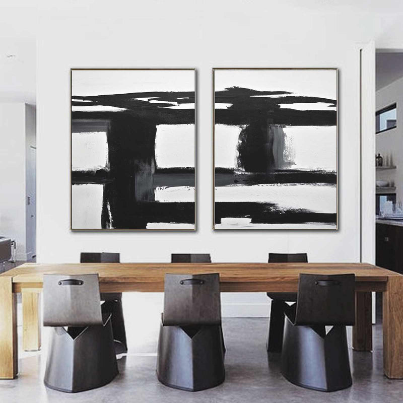 Geometric set of 2 Artwork Oversized For Office Paintings