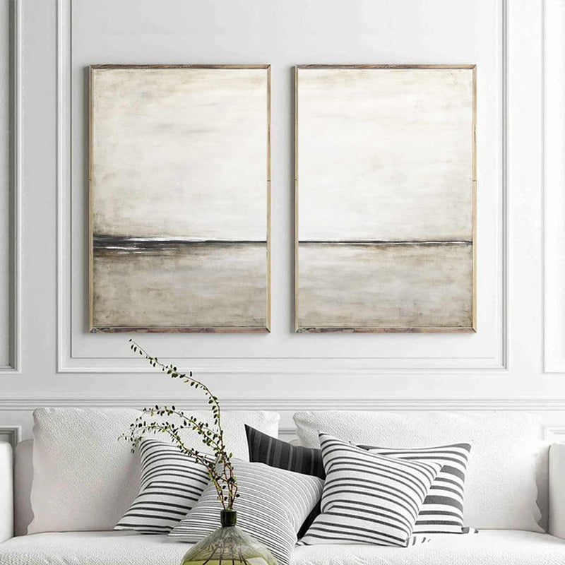 Framed Minimal Paintings Set Of 2 On Canvas 