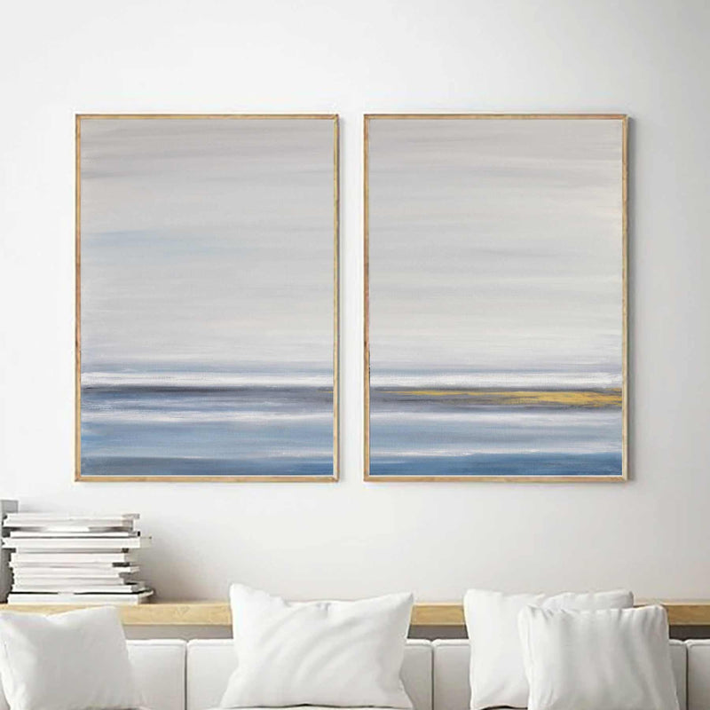 High End Paintings Blue Gold Two Piece Wall Art "Great Wide Open"