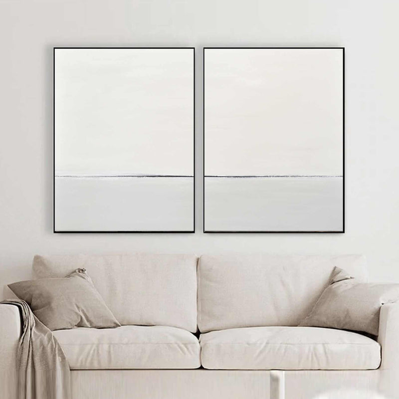 Light Uncluttered Wall Art on Canvas set of 2 Hand Painted