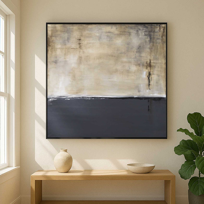 Earth Tones Painting Modern Gray Brown Square Art Framed