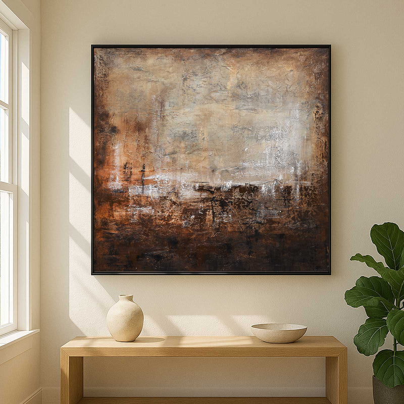 High End Abstract Painting Earth Tones American Artist Large Art square