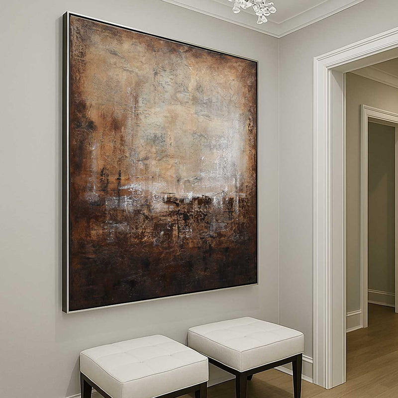 High End Abstract Painting Earth Tones American Artist Large Muted Art